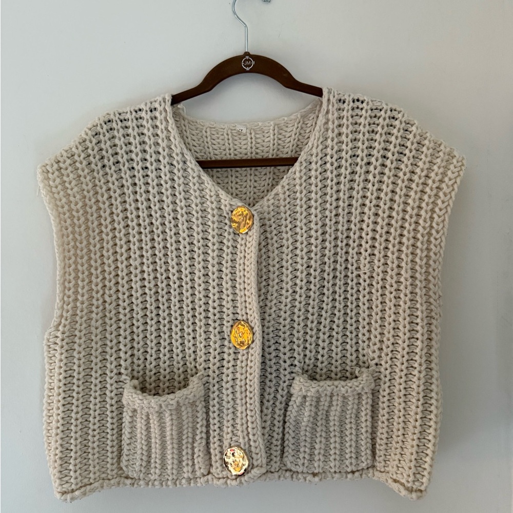 Cozy Cream Knit Sweater Vest
